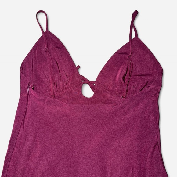 PINK Victoria's Secret "Fall In Love Midi Dress" - Plum Burgundy Slip Dress - Picture 6 of 13